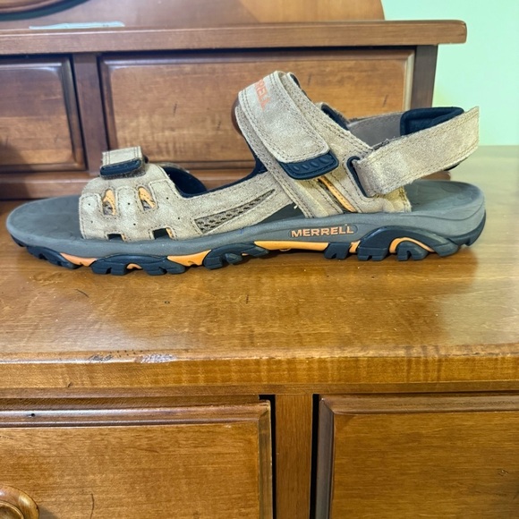 Merrell mens 13 Moab Drift dark earth Sandals brown strap beach leather main image 8